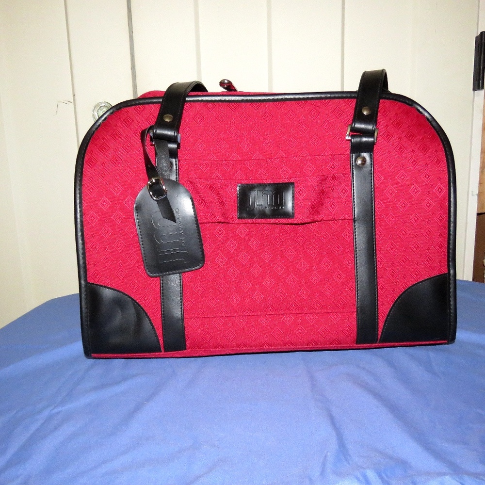 Joy Mangano Red/Black Shoe Travel Canvas Tote